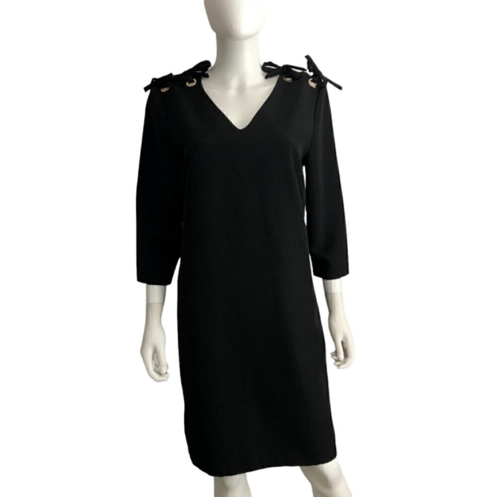 Tahari Black Grommet and Bow Dress 12